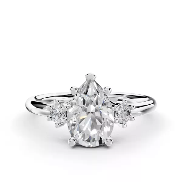 Marni Petite Three-Stone Engagement Ring With 1.04 Carat Pear Diamond
