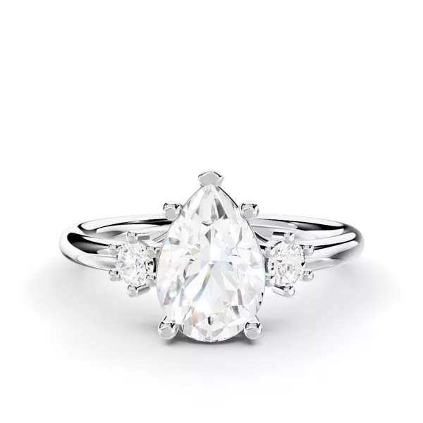 Marni Petite Three-Stone Engagement Ring With 1.04 Carat Pear Diamond