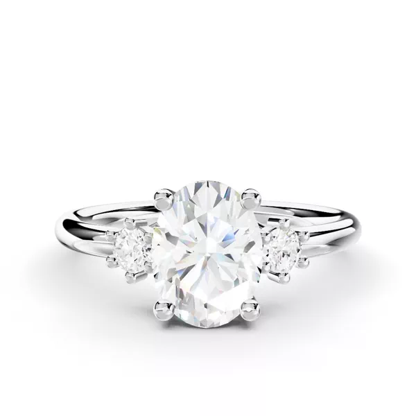 Marni Petite Three-Stone Engagement Ring With 1.16 Carat Oval Diamond