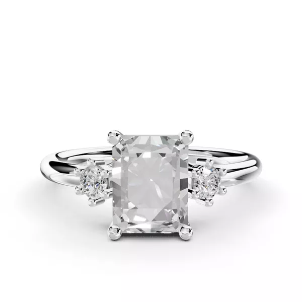 Marni Petite Three-Stone Engagement Ring With 1.19 Carat Radiant Diamond