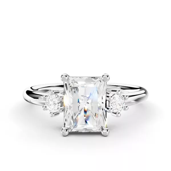 Marni Petite Three-Stone Engagement Ring With 1.19 Carat Radiant Diamond