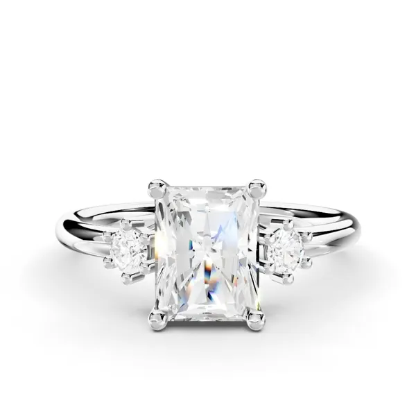 Marni Petite Three-Stone Engagement Ring With 1.01 Carat Radiant Diamond