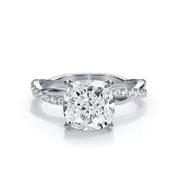 Bellora Pavé Twist Lab Engagement Ring With 1.6 Carat Cushion Diamond