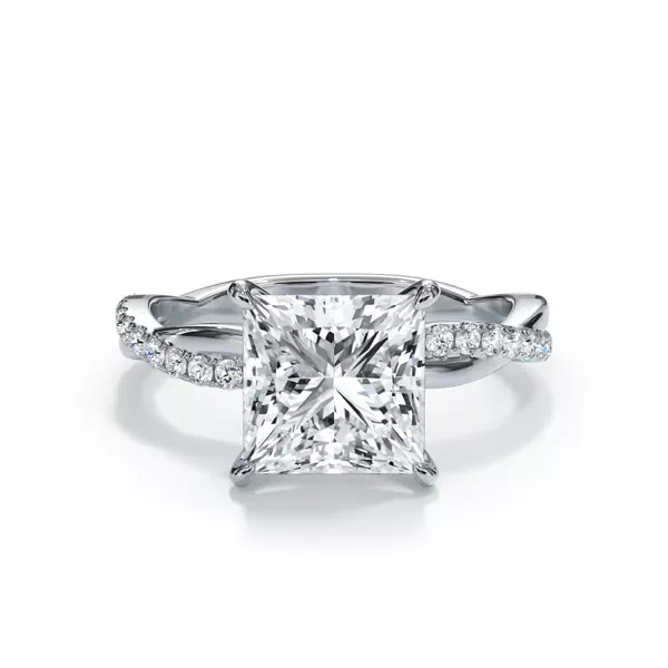 Bellora Pavé Twist Lab Engagement Ring With 1.8 Carat Princess Diamond