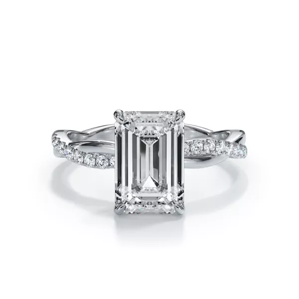 Bellora Pavé Twist Lab Engagement Ring With 1.01 Carat Emerald Diamond