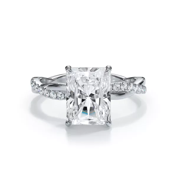 Bellora Pavé Twist Lab Engagement Ring With 1.19 Carat Radiant Diamond