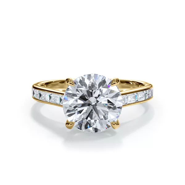 Bellora Channel-Set Lab Baguette Cathedral Engagement Ring