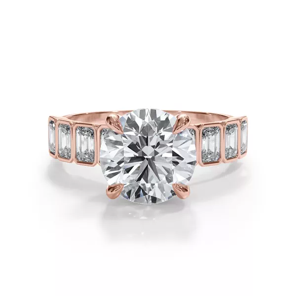 Bellora Emerald-Cut Bezel Hidden Halo Engagement Ring