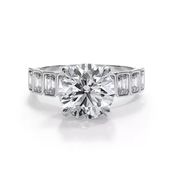 Bellora Lab Emerald-Cut Bezel Hidden Halo Engagement Ring