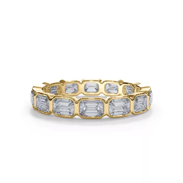 Bellora East-West Emerald-Cut Diamond Bezel Band