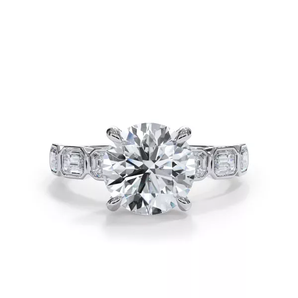 Bellora East-West Emerald-Cut Lab Bezel Engagement Ring