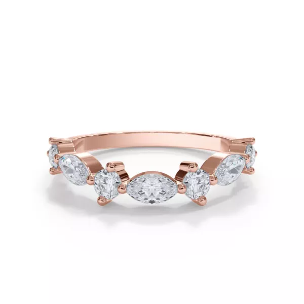 Matae Round And Marquise Diamond Curved Band