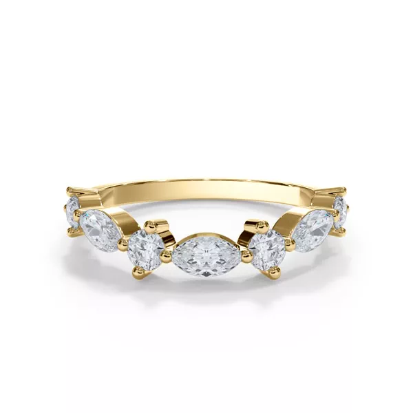 Matae Round And Marquise Diamond Curved Band