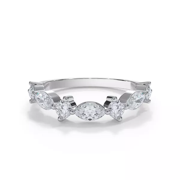 Matae Round And Marquise Diamond Curved Band
