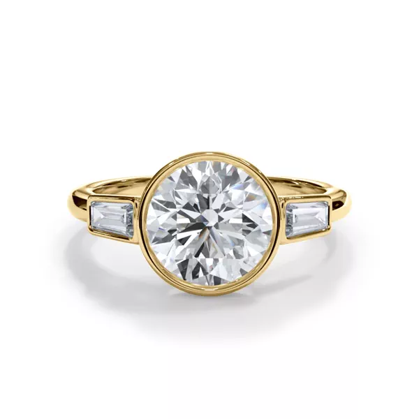 Bellora Bezel-Set Tapered Baguette Engagement Ring