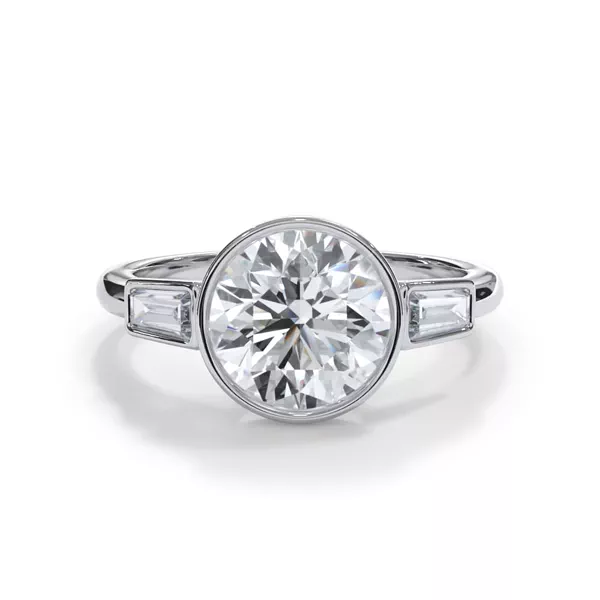Bellora Bezel-Set Tapered Baguette Engagement Ring