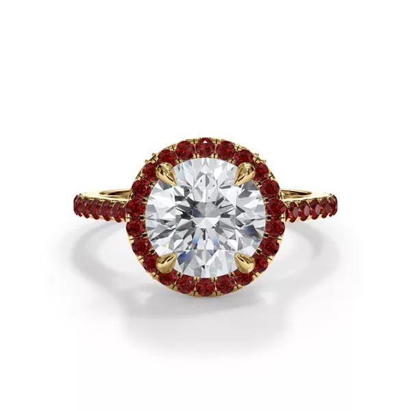Bellora Ruby Cathedral Halo Engagement Ring