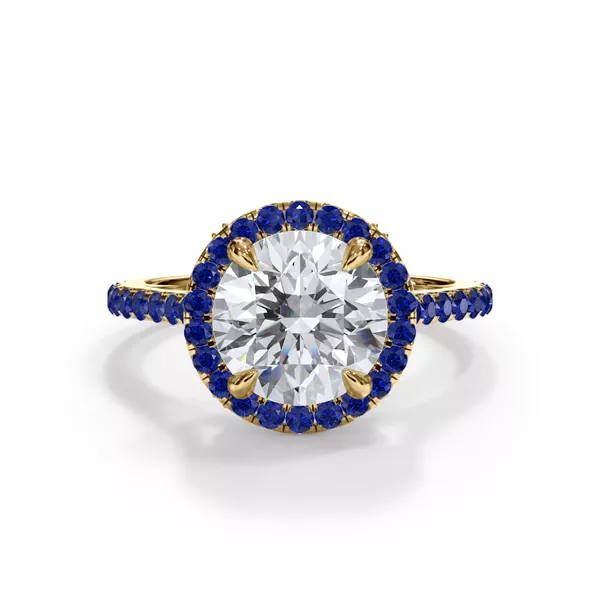 Bellora Sapphire Cathedral Halo Engagement Ring