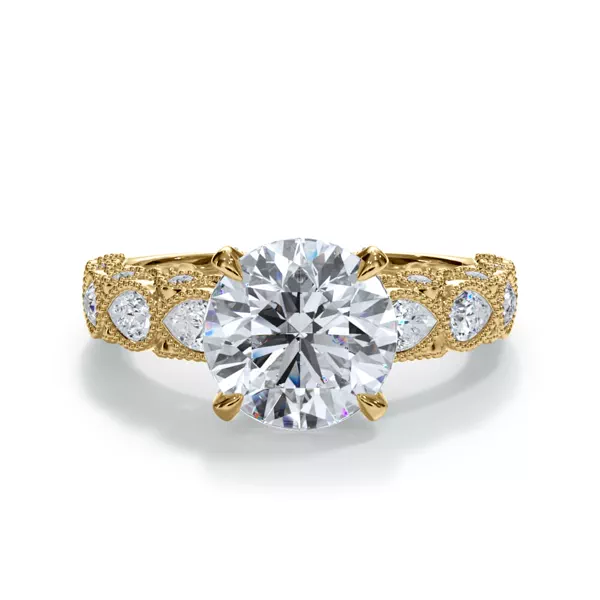 Amara Vintage Pear-Shaped Diamond Engagement Ring