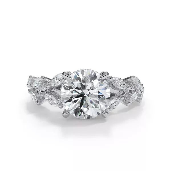 Vineyard Leaf Marquise Diamond Engagement Ring