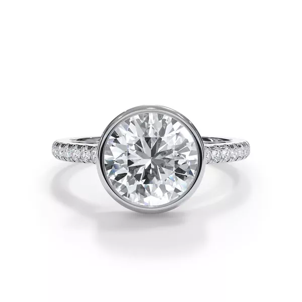 Enigma Bezel Hidden Halo Pavé Band Engagement Ring