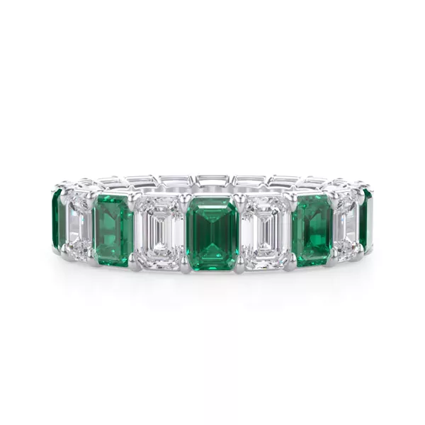 Classic Emerald-Cut Lab Emerald and Lab Eternity Ring