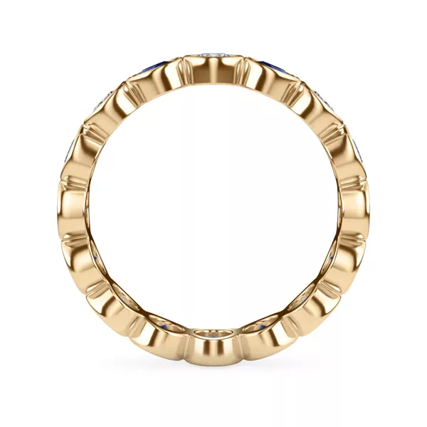 Lab Sapphire and Lab Diamond Bezel-Set Eternity Ring