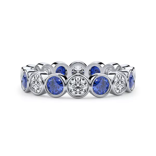 Lab Sapphire and Lab Diamond Bezel-Set Eternity Ring