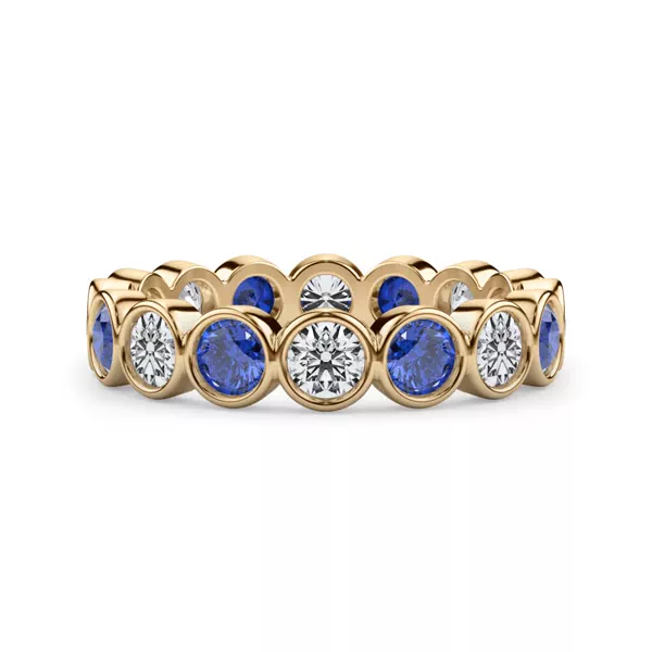 Lab Sapphire and Lab Diamond Bezel-Set Eternity Ring