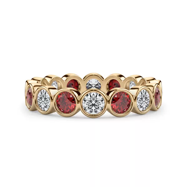 Lab Ruby and Lab Diamond Bezel-Set Eternity Ring