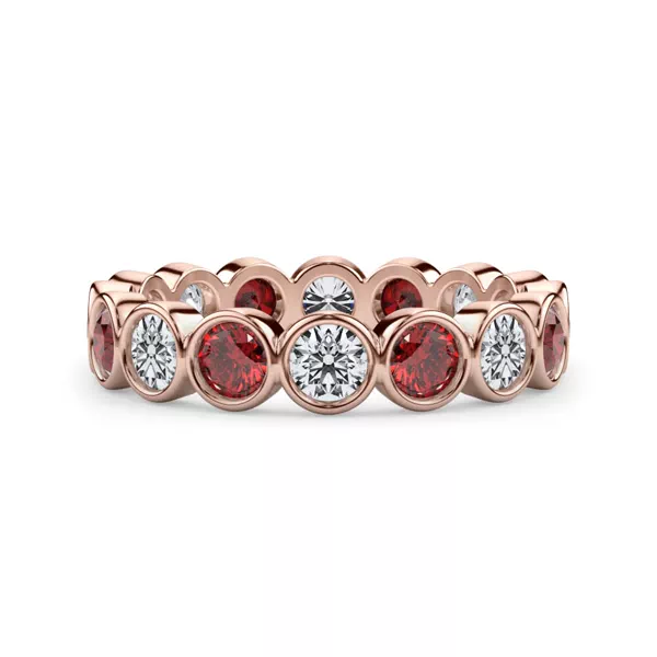 Lab Ruby and Lab Diamond Bezel-Set Eternity Ring