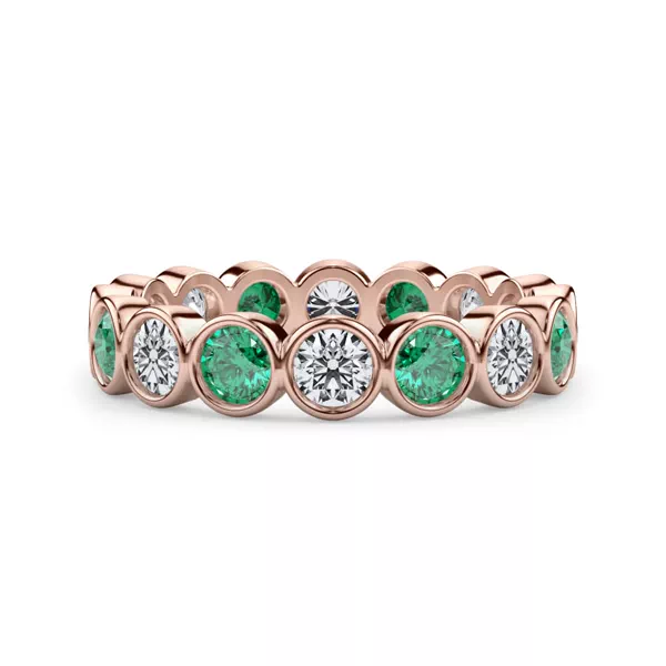 Lab EmeraId and Lab Diamond Bezel-Set Eternity Ring