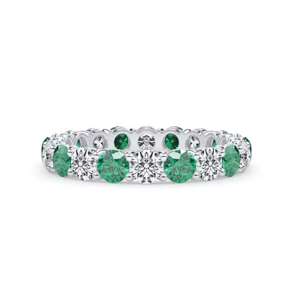 Classic Lab EmeraId and Lab Diamond Eternity Band