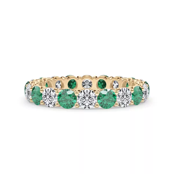 Classic Lab EmeraId and Lab Diamond Eternity Band
