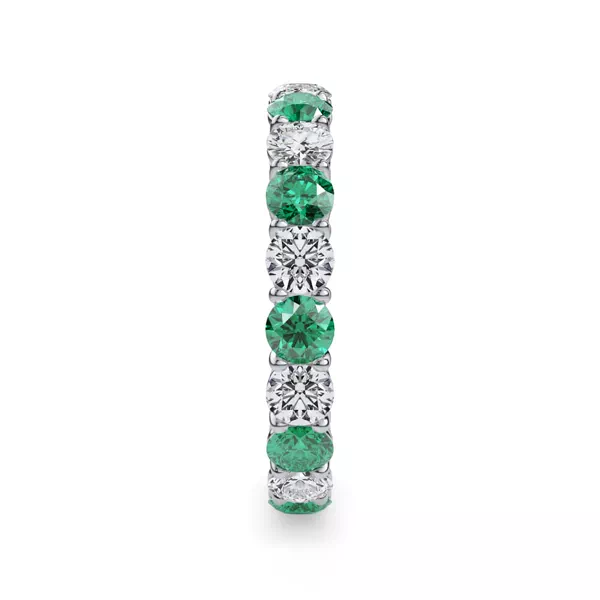 Classic Lab EmeraId and Lab Diamond Eternity Band