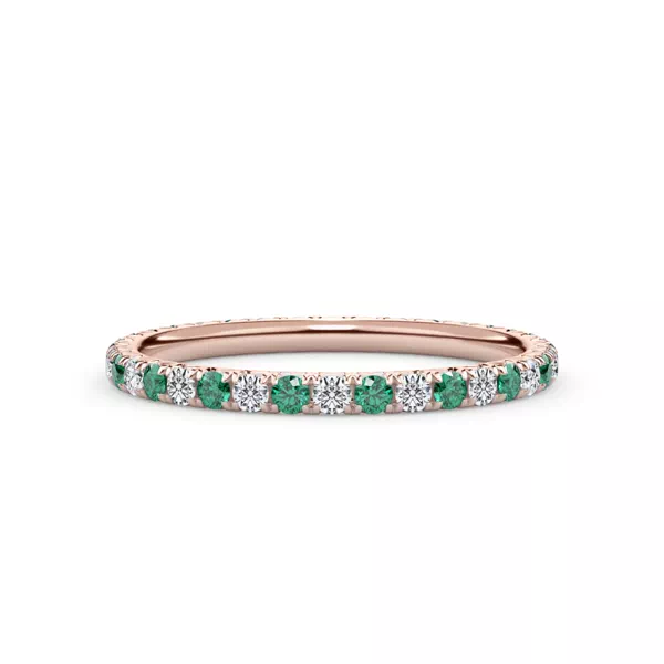 Emerald and Diamond Pavé Eternity Band