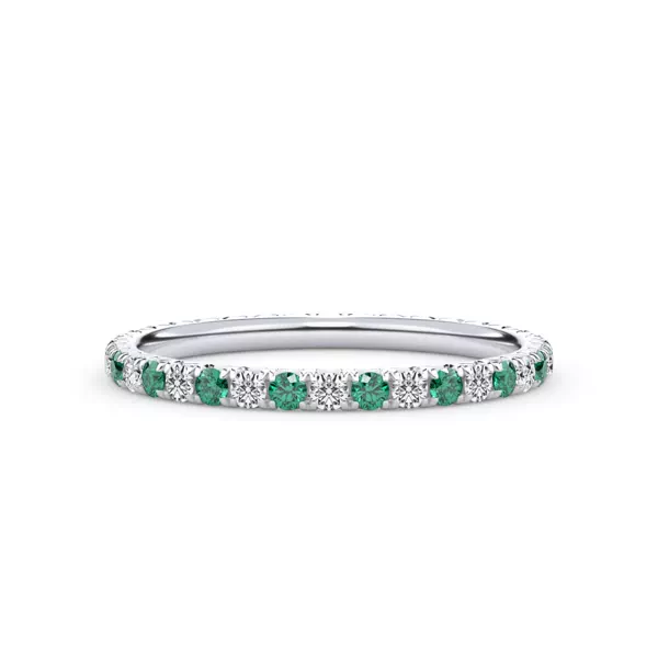 Emerald and Diamond Pavé Eternity Band