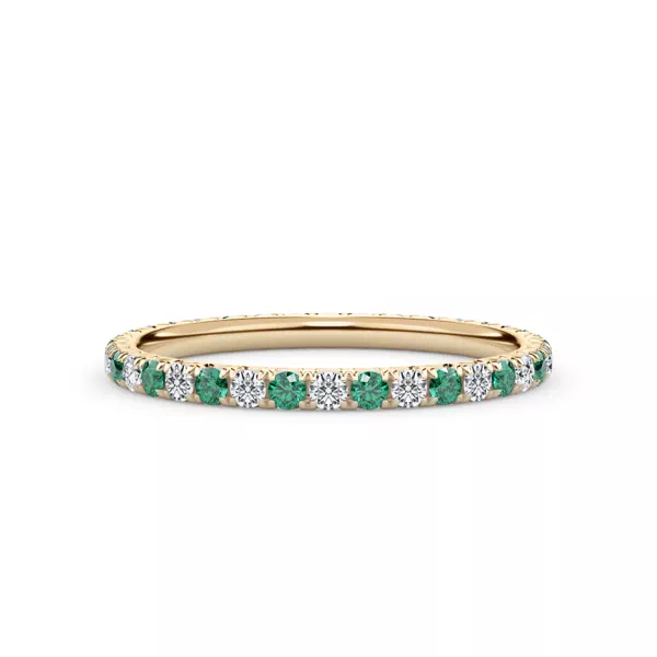 Emerald and Diamond Pavé Eternity Band