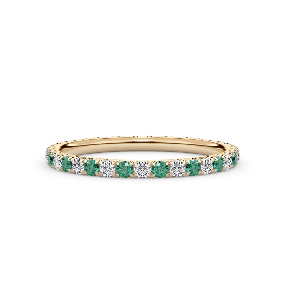 Emerald and Diamond Pavé Eternity Band