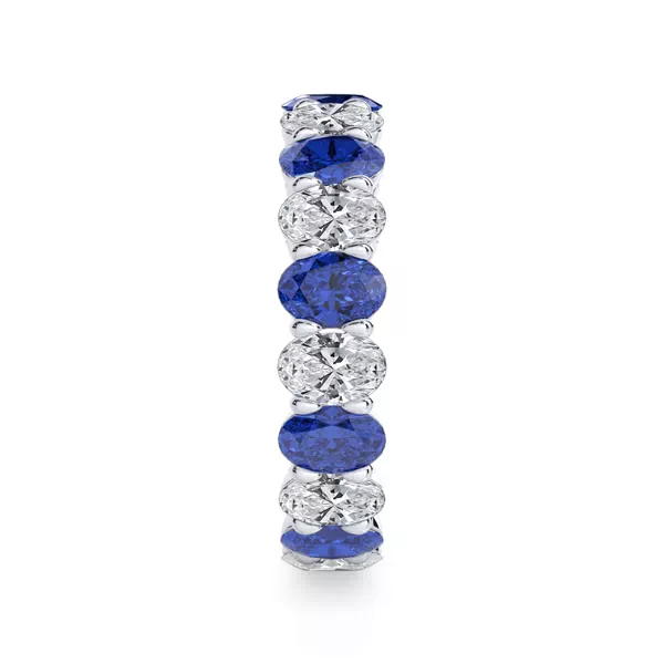 Classic Oval Lab Sapphire and Lab Diamond Eternity Ring