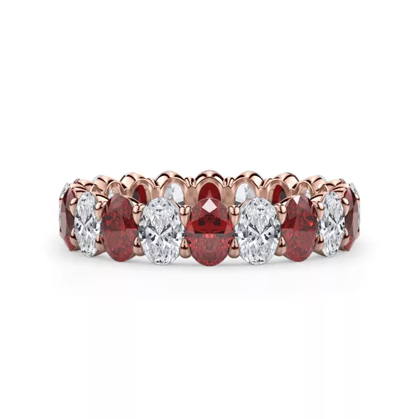 Classic Oval Lab Ruby and Lab Diamond Eternity Ring