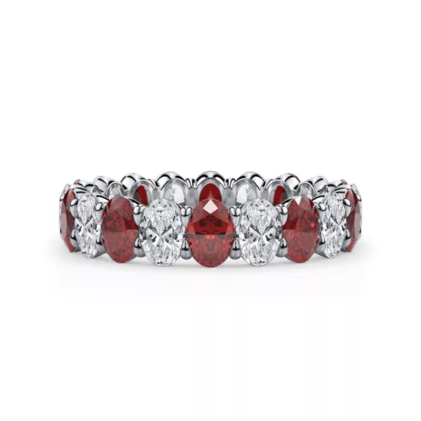 Classic Oval Lab Ruby and Lab Diamond Eternity Ring