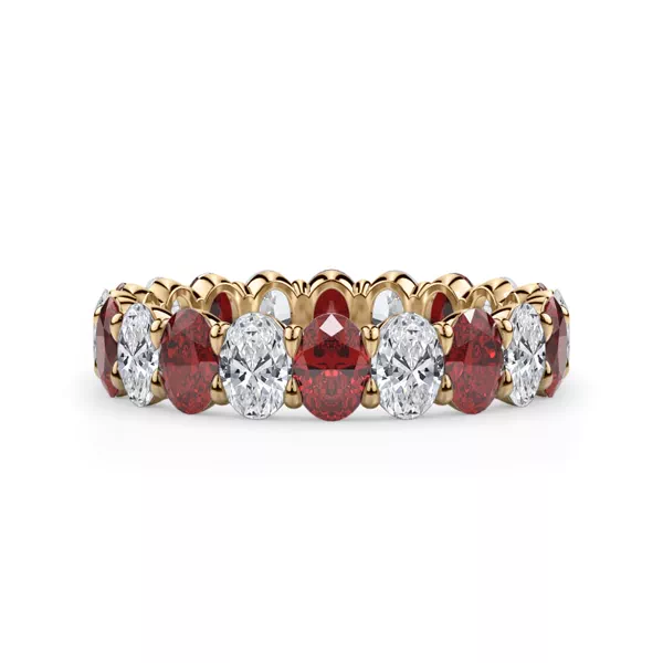 Classic Oval Lab Ruby and Lab Diamond Eternity Ring