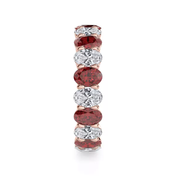 Classic Oval Lab Ruby and Lab Diamond Eternity Ring