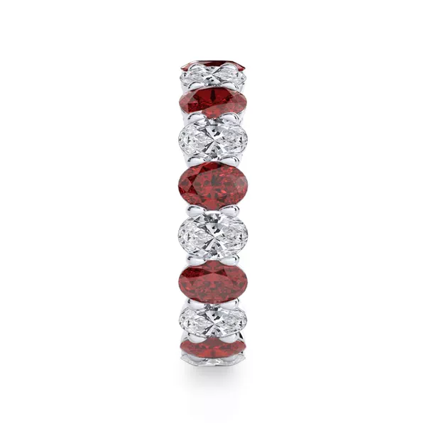 Classic Oval Lab Ruby and Lab Diamond Eternity Ring