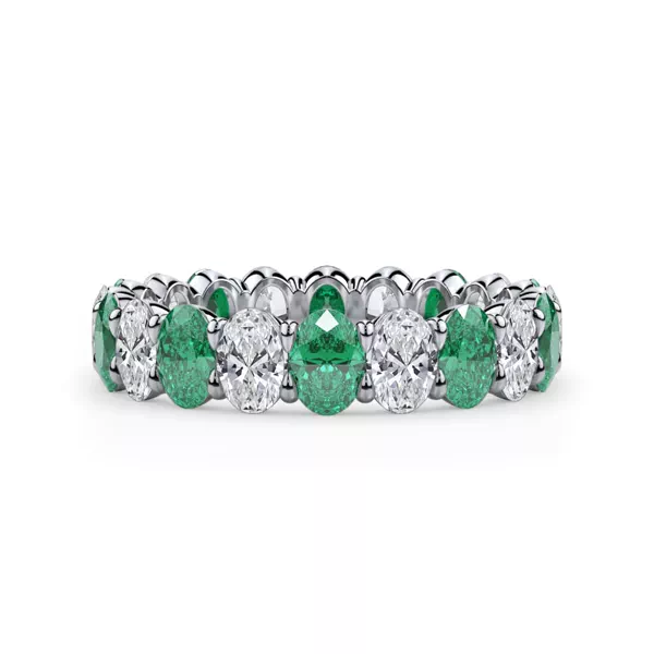 Classic Oval Lab EmeraId and Lab Diamond Eternity Ring