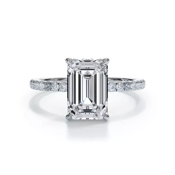 Bellora Pavé Hidden Halo Lab Engagement Ring With 1.01 Carat Emerald Diamond