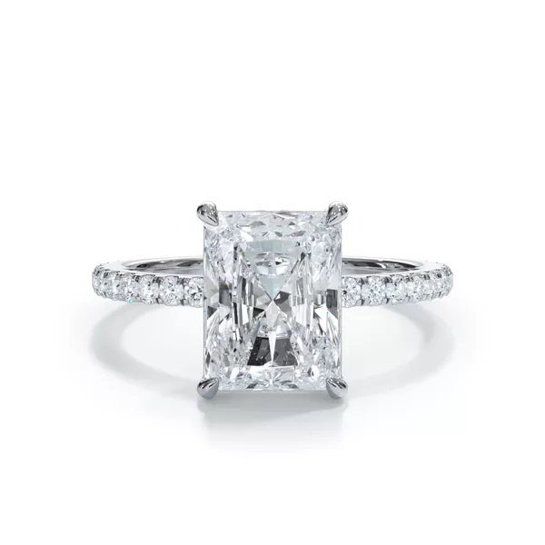 Bellora Pavé Hidden Halo Lab Engagement Ring With 1.19 Carat Radiant Diamond