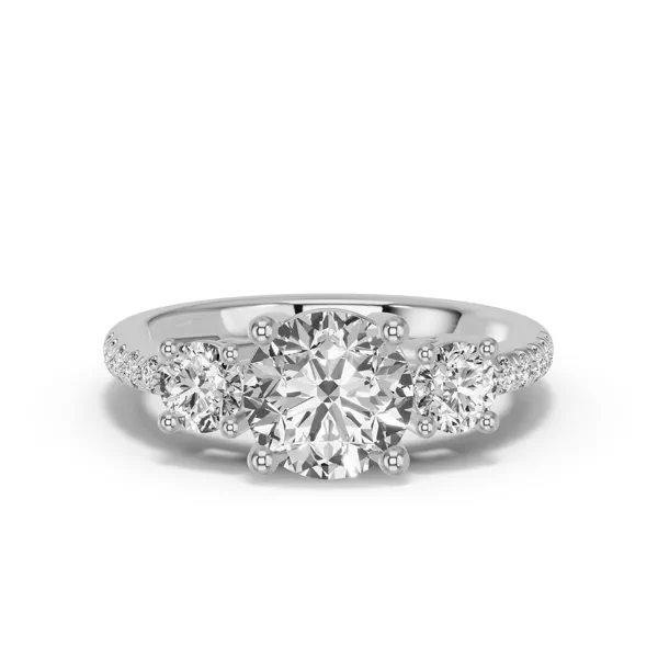 Classic Three-Stone Pavé Lab Engagement Ring (1.14 ct. tw.)