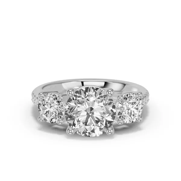 Classic Three-Stone Pavé Lab Engagement Ring (1.64 ct. tw.)